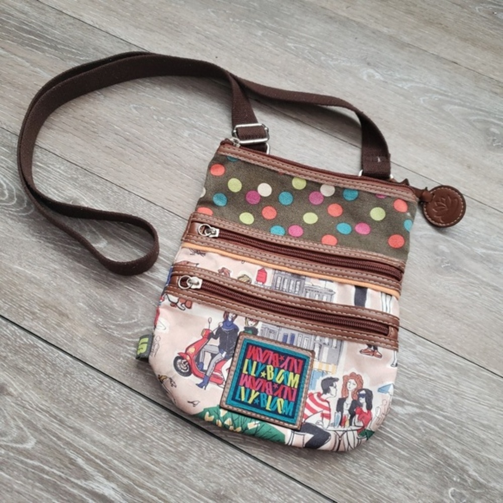 Lily Bloom Crossbody Bag Multi Pattern‎ City Life Polka Dot Canvas Purse